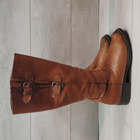 Clarks Women Tamro Spice Tan Leather Tall Riding Moto boots shoes sz 9M - Picture 3 of 14